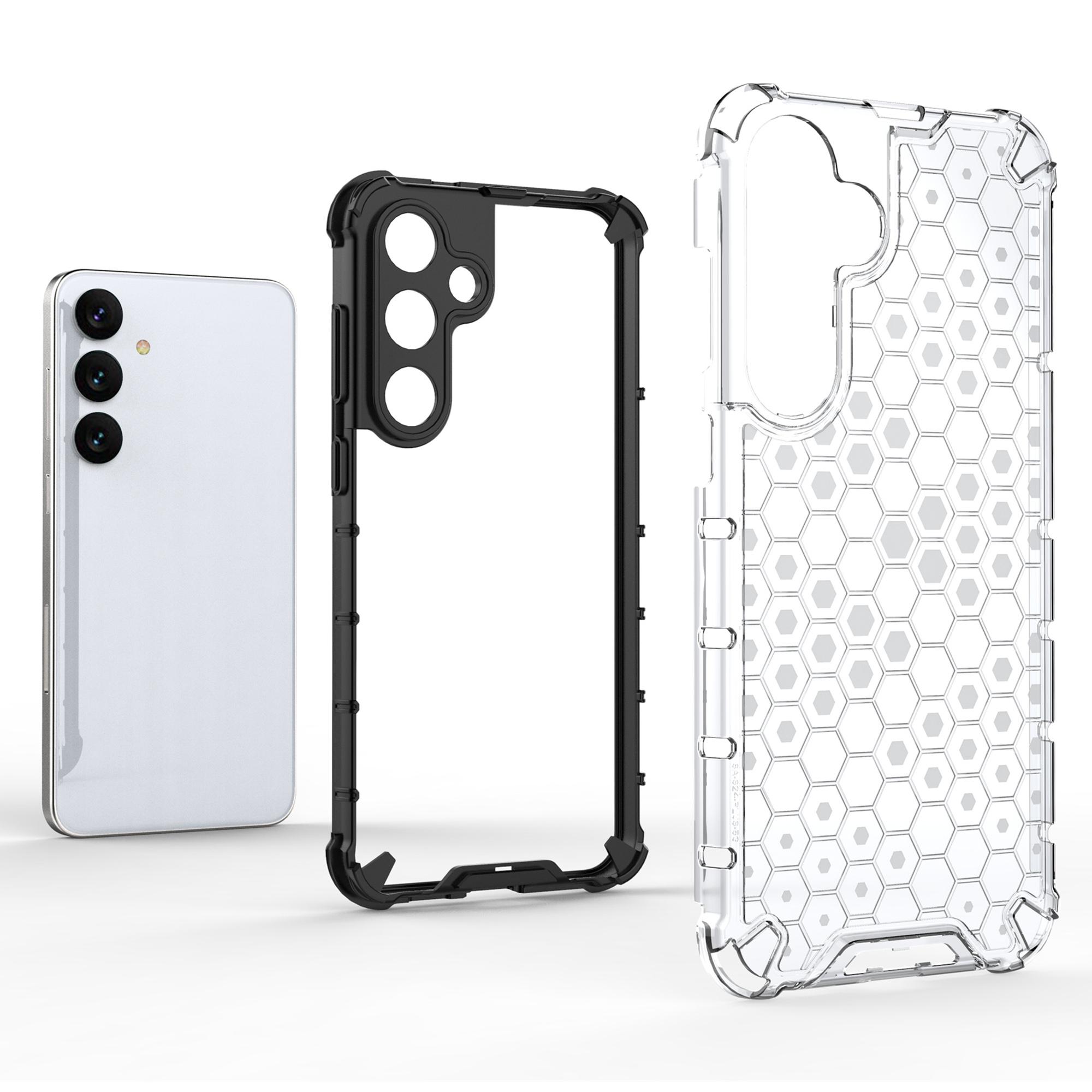 

For Samsung Galaxy S25+ Case PC+TPU Phone Cover Honeycomb Shape Blue