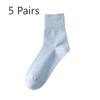 5 Pairs of Female Autumn and Winter Pure Color Cotton Sweat Absorbing Deodorizing Stockings