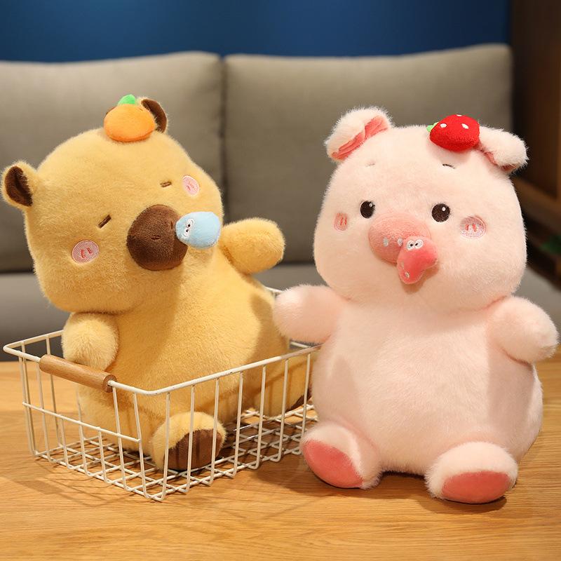Pulling Line Animal Plush Toy Nose Movable Doll Unzip Doll Cute Puppy Pig Kapibala Doll