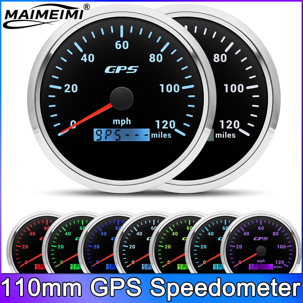 110MM Gauge 120km/h 120MPH GPS Speedometer  with Antenna for Car Boat Truck Motorcycle Speed Meter 7 Colors