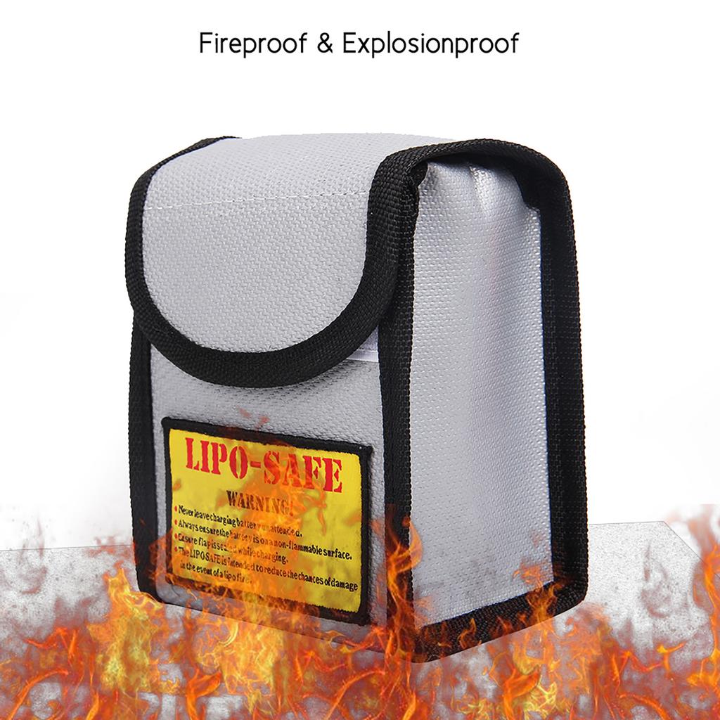 Flameproof Explosion Proof   Battery   Bag Portable Cooler Bag for 4 Pro Batteries   Storage Silver Gray 11.5 * 10 * 7.5cm