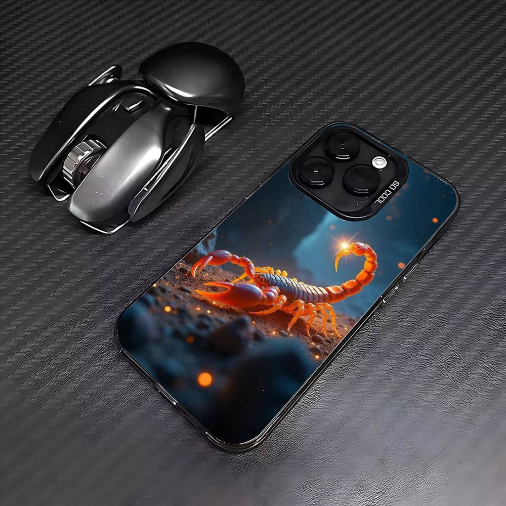 

Cool Scorpion Art Phone Case For iPhone17,16,15,14,13,12,11 Plus,Pro Max Colored Silver Plated Inside Cover iPhone14