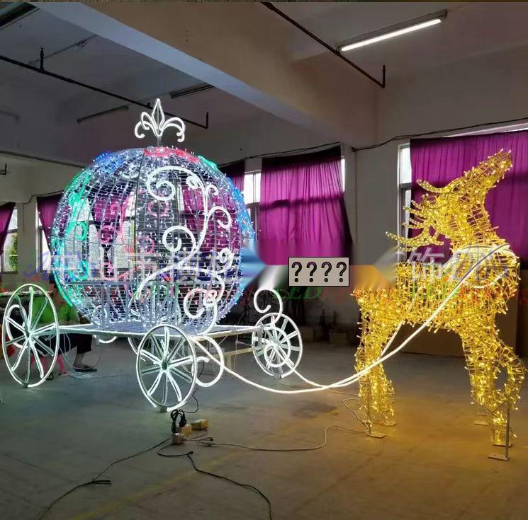 LED Christmas Deer and Cart Outdoor Decorative Lights