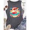 Elegant Vest for Women Summer vacation flamingo print casual loose-fitting summer vest Fashionable and elegant tops for commuting, vacation, and