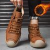 Large Size Men's Shoes Hand-sewn Medium and High Top Casual Shoes Leather Flat Bottom Outdoor Tooling Boots