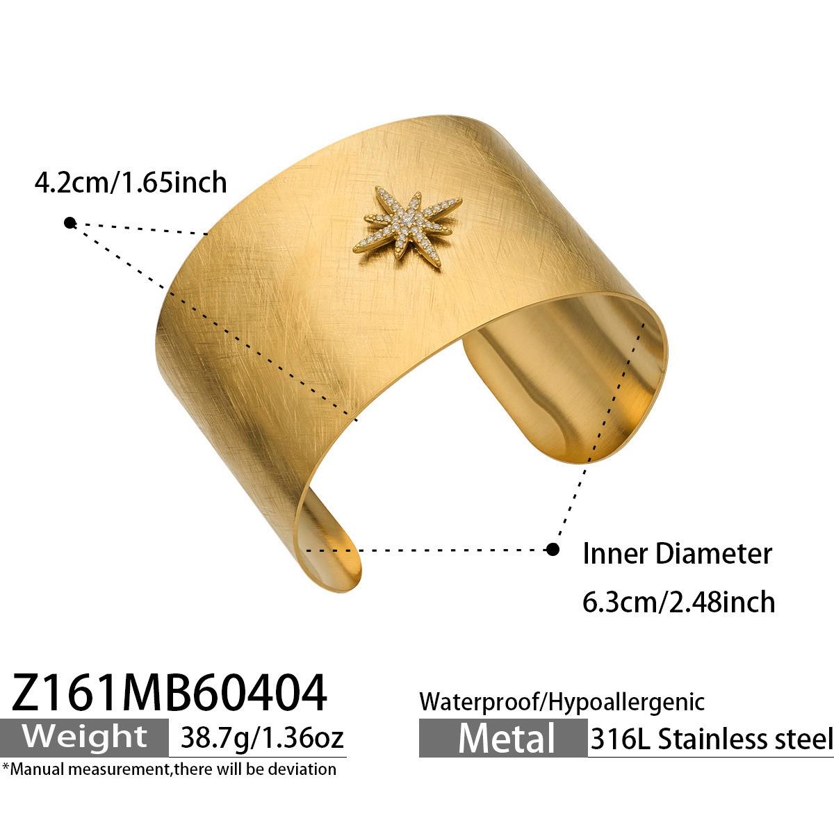 18K Gold-Plated Sand Finish Wide Cross Open Bangle with Full Diamond Design.
