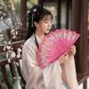 Portable Handheld Chinese Style Folding Fan Lace Exquisite Hand Fans Butterfly Pattern with Fan Ring Dance Fan Hanfu Accessories