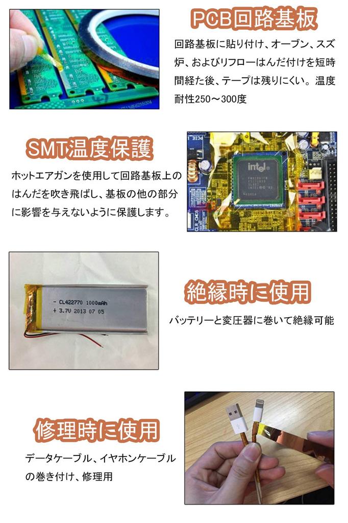 DanYun Polyimide 15mm 33m Adhesive Insulating Kapton Adhesive Sublimation for Masking and Protecting Electronic Circuit Tape with Cleaning Cloth