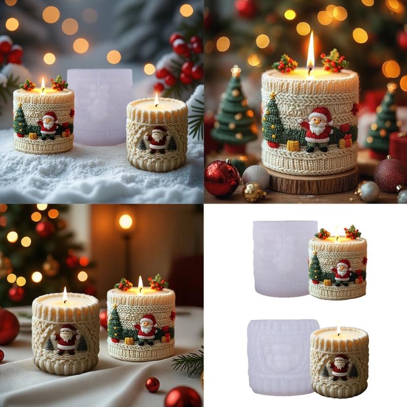 Candle Mold,Christmas Silicone Mold for Candle Making Santa Candle Mold for DIY Handmade Soap,Aromatherapys Candle