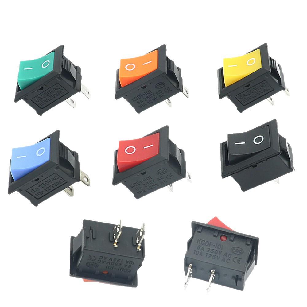 KCD1-101 Boat-Shaped Short Leg Rocker Switch, 2-Pin, Small Power Button