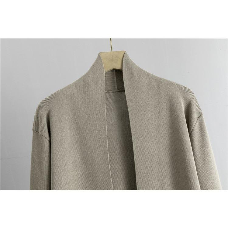 IHUASU Spring and Autumn Laid-back Style Knitted Set, Sleeveless Vest, Sweater, Cardigan and Trousers, Three-piece Set