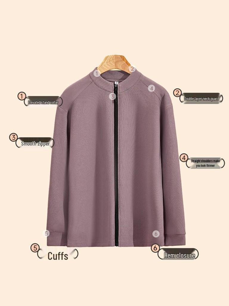 Unisex Stand Collar Fleece Jacket: Warm, Windproof, Casual Sports Top for Autumn and Winter