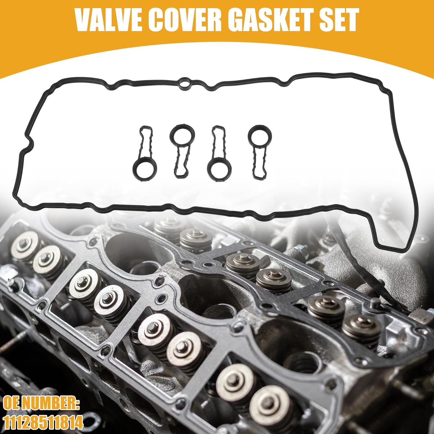 

Cylinder Engine Valve Cover Gasket Set Replacement No.11128511814 - Car Valve Cover Gasket - for BMW 1 Series F20 2010-2015 - Rubber Black - 1 Set