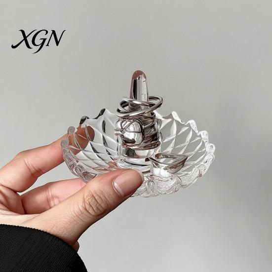 Glas-Ringschale für Hochzeitsgeschenke, Elegante Schmuckschale mit Wasserwellenmuster, Klare Dekorative Aufbewahrungskommode Schmuckschale Nachttisch und Badezimmer