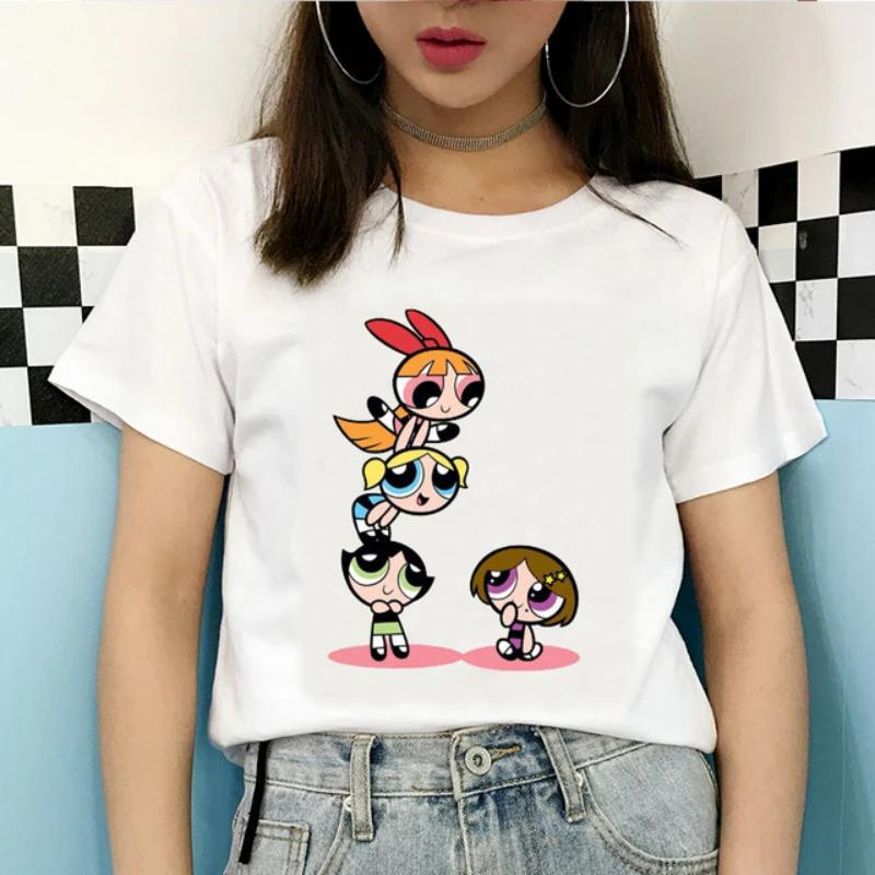 Kawaii The Powerpuff Girls Cartoon Graphic T Shirts Shirt Gift Tshirt Men Women Unisex Tee Short Sleeve Clothes Summer Y2k Tops