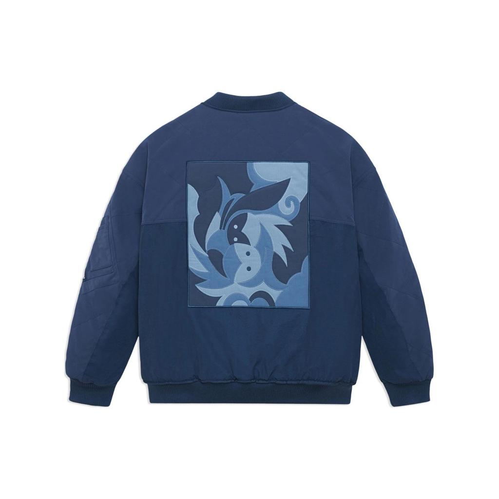 Li-Ning Serie Printed Logo Zip-Up Cropped Jacket Unisex Outerwear Blue AJMS079-2