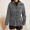 Women's Corduroy Zip Up Hooded Jacket In Gray