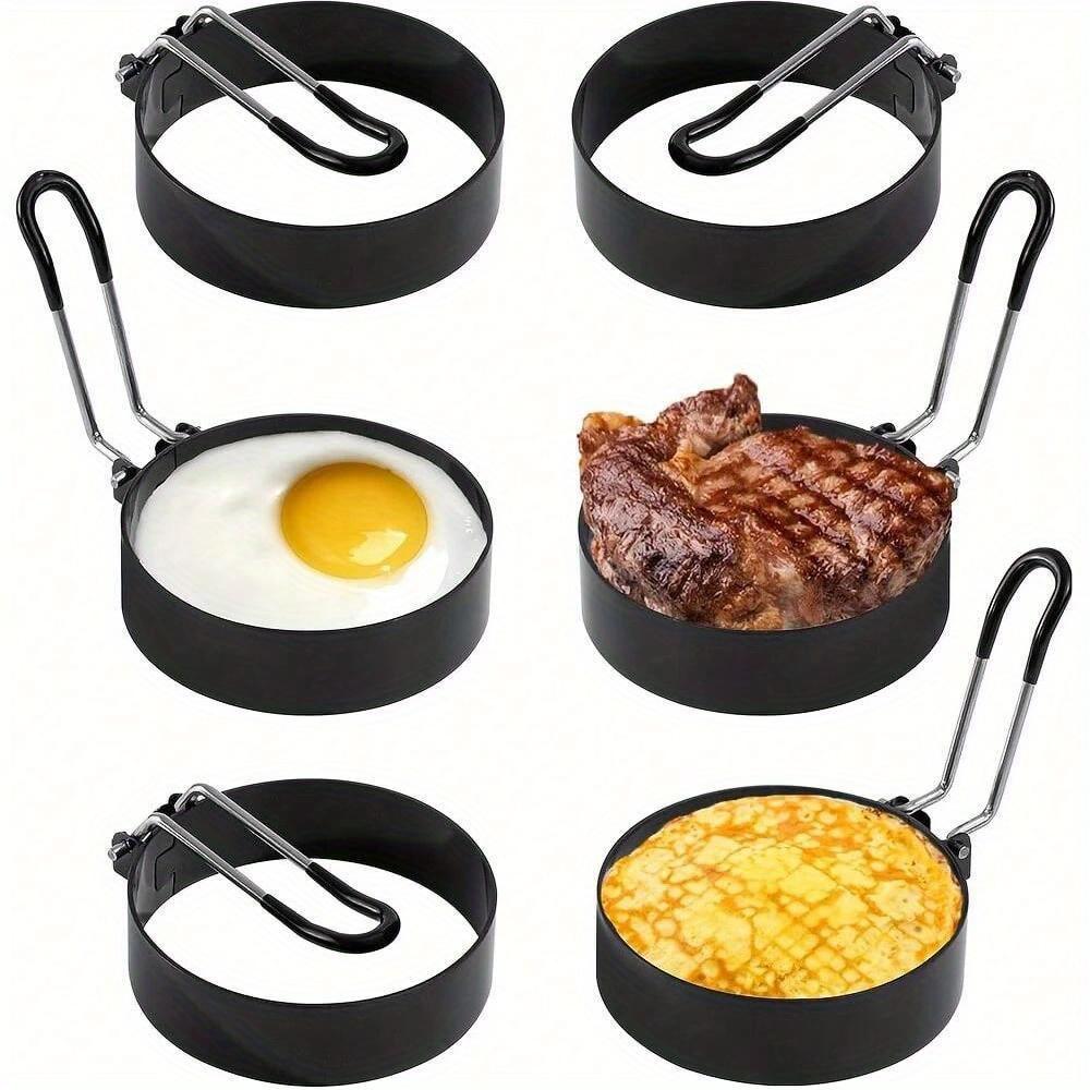 4Pcs/Set Egg Rings Stainless Steel Egg Molds for Frying Round Egg Cooker Ring for Griddle Breakfast Cooking Fried Egg Rings Nonstick Mold