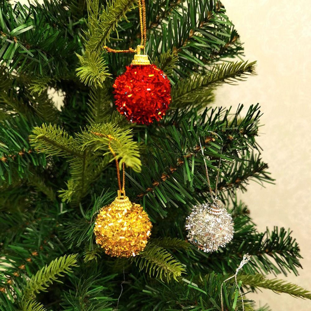 6Pcs/Set Creative Christmas Decoration Pendant Shiny Solid Color Xmas Tree Hanging Pendants 6cm Shatterproof