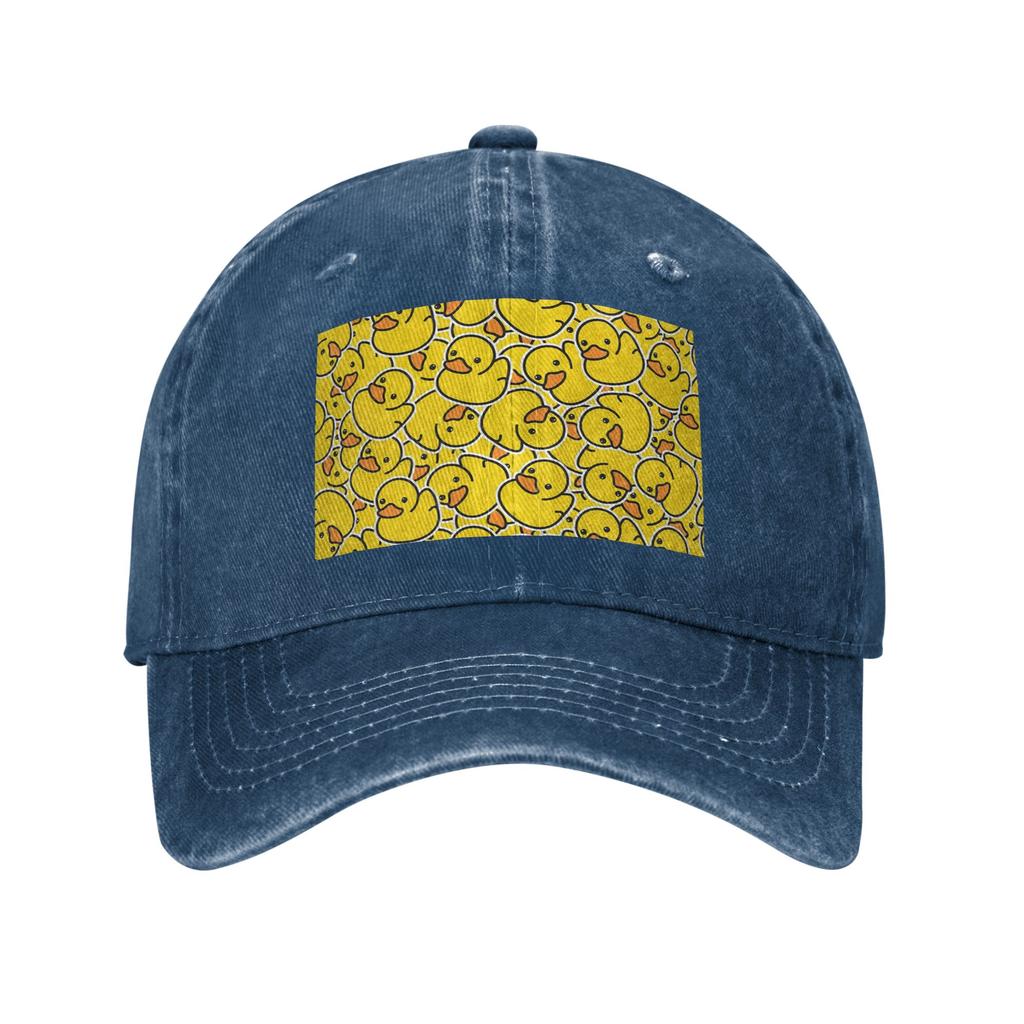 Yellow Bathtime Rubber Ducks Pattern Denim Fabric Cap Casual Baseball Caps Adjustable Hat Summer Unisex Baseball Hats