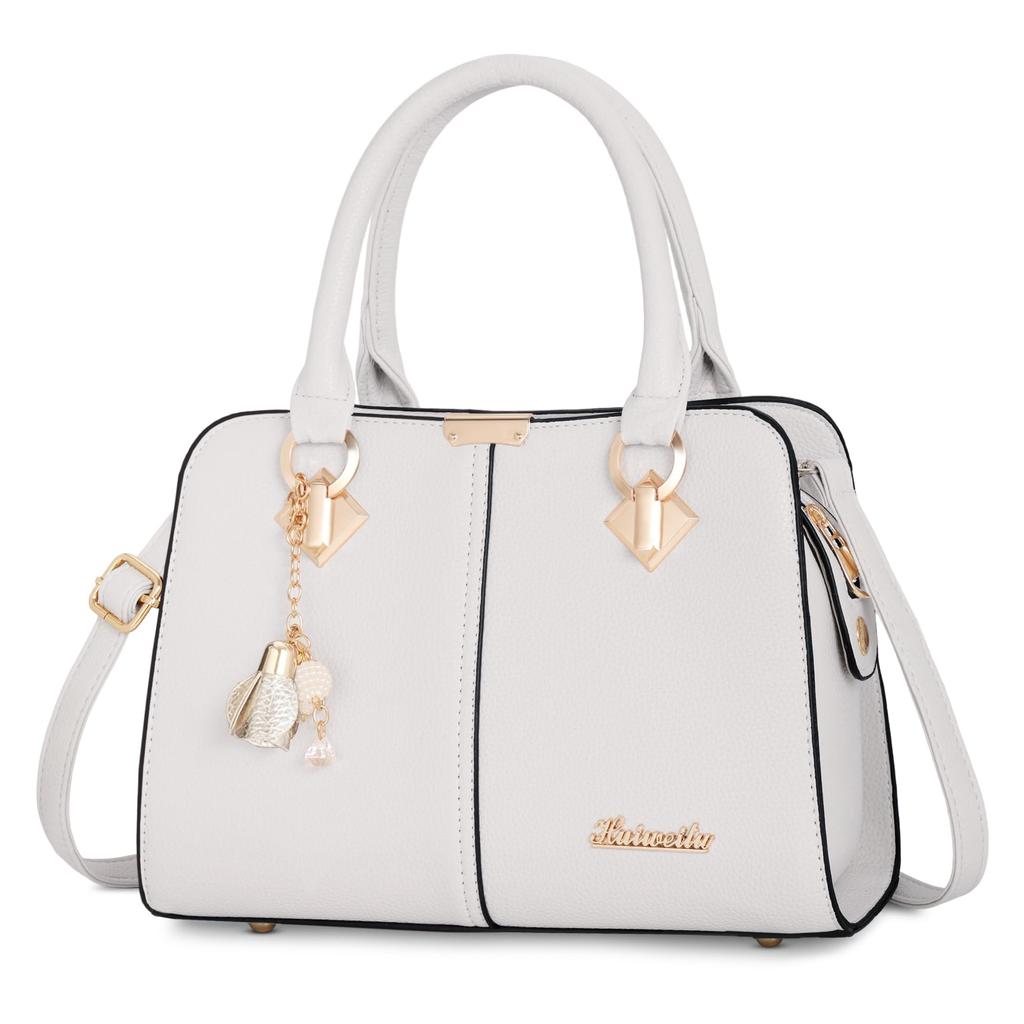 FORRICA Women's Handbag, Fashion Pendant Shoulder Bag, Popular Tote Bag, Crossbody Bag, PU Leather, Shoulder Bag, Commuter Bag, White