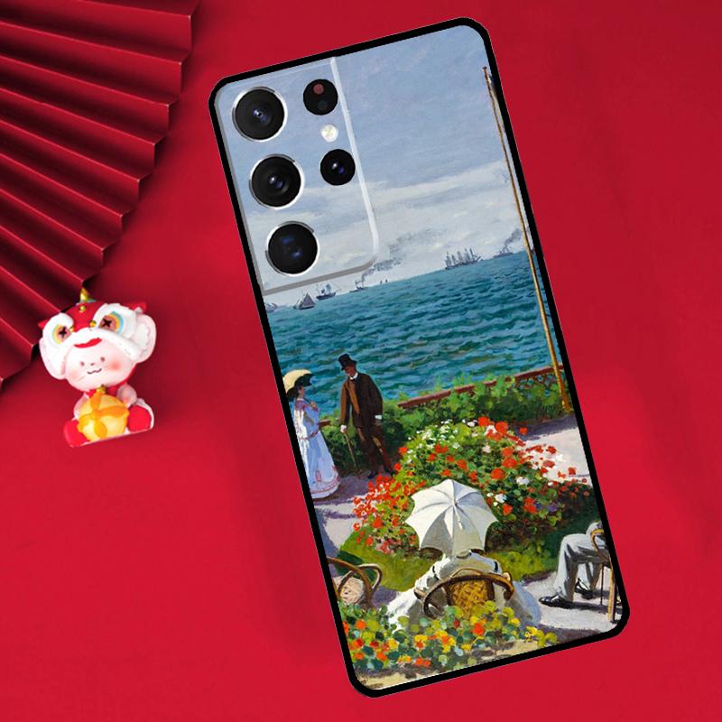Claude Monet Garden Lotus Bridge Case For Samsung Galaxy S24 S23 S22 S21 Ultra S20 FE Note 20 10 Plus S8 S9 S10 Back Cover