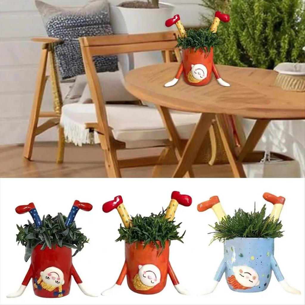 M-Modern-Inverted Girl Flower Pot Flower Pot Indoor Outdoor Succulent Plant Container Home Balcony Garden Dress Up