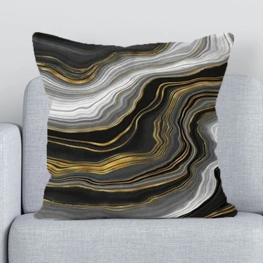Chair Cushion Cover X Black Golden Marble Pillowcase  Short Plush Pillow Cases for Bed Lounge Chairs Fall Decor Sofa