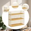 Multifunctional Rustic Wooden Desk Storage Shelf for Bedroom