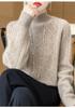 Women's Fashion Pure Wool Cable Knit Turtleneck Sweater for Fall/Winter