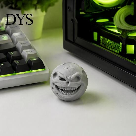 Creepy Moon Sphere Ornament 3D Printed Face Figurine, Spooky Lunar Statue Desk Decor, Horror Dark Fantasy Room Accessory Expression Collectible