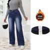2024 American High-Waisted Straight-Leg Jeans: Trendy Women's Plus Velvet Denim for Autumn/Winter