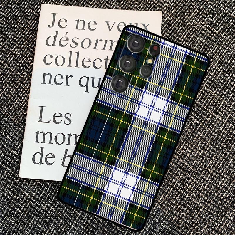 Clan Stewart Dress Tartan Plaid For Samsung Galaxy S24 S23 Ultra S22 S20 S21 FE S8 S9 S10 Note 10 Plus 20 Ultra Phone Case
