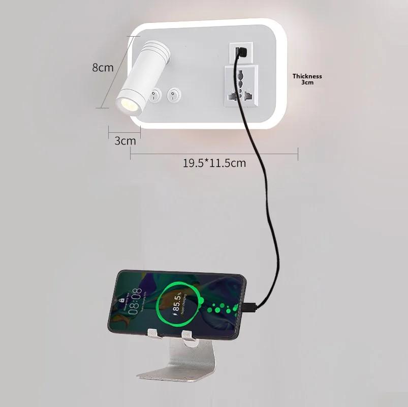 Creative LED Rotating Switch Wall Light USB Charging Port Living Room Corridor Decorative Wall Light Bedroom Study Reading Light
