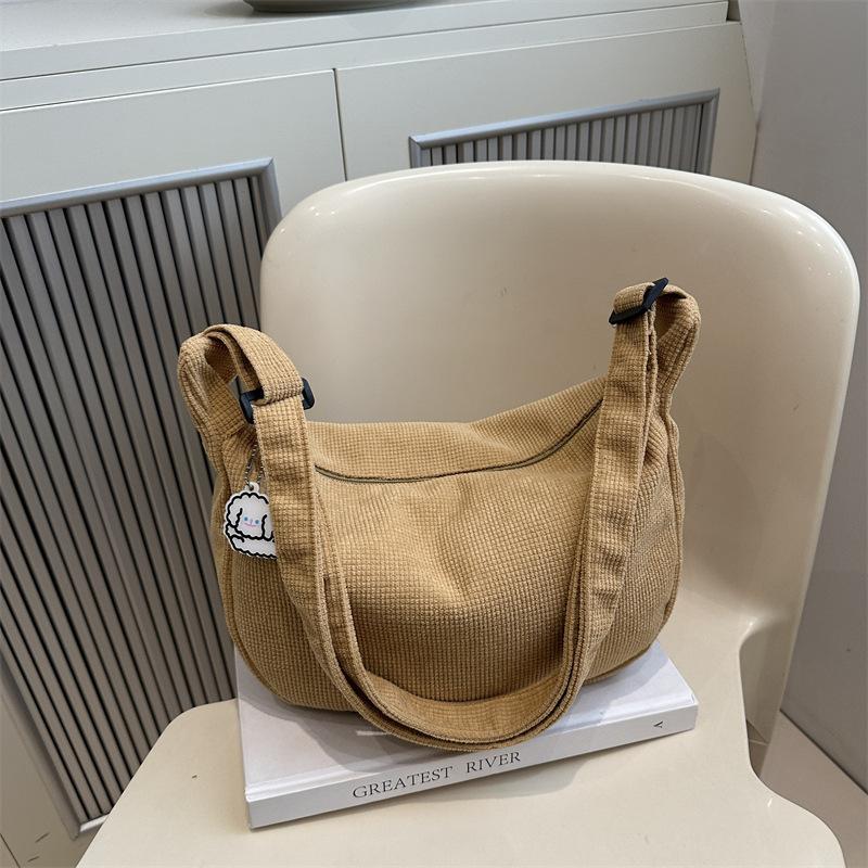 New Candy Color Waffle Art Student Versatile Simple Daily Women's Shoulder Crossbody Bag