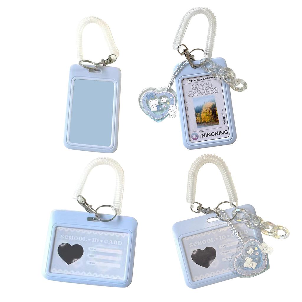 Durable & Waterproof Photocard Holders Keychain ID Badge Holder Bus Card Student School Supplies ID Credit Card Hold