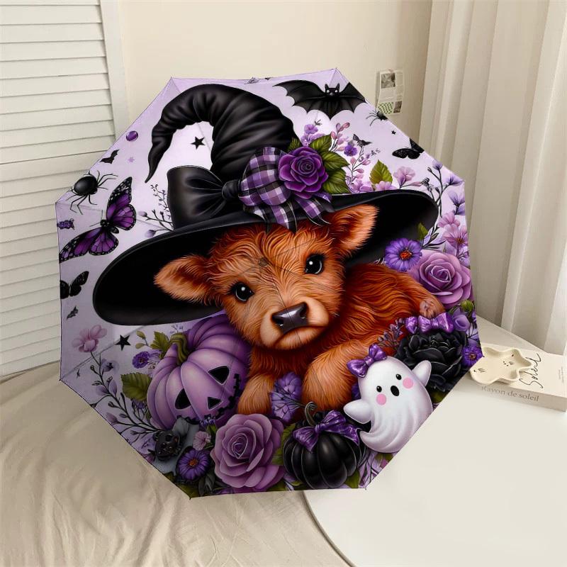 1PC Halloween Witch Umbrella-8-Rib Reinforced, Automatic Open, Lightweight & Durable, Cute Fashion Accessory for Outdoor-T310