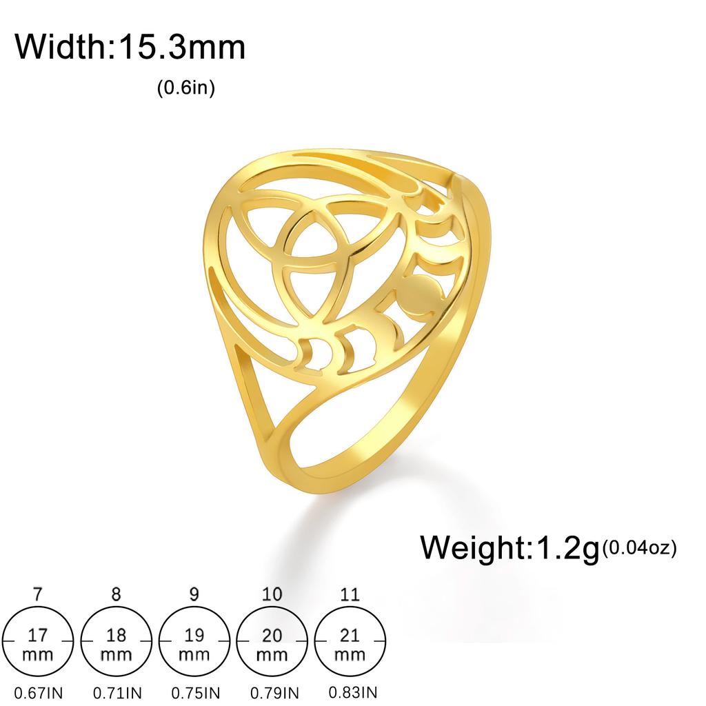 Titanium Steel Hollow Sun Moon Celtic Knot Ring Fashion Minimalist Trendy Jewelry