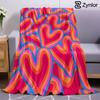 Psychedelic Rainbow Heart Stack Cartoon Anime Print Flannel Blanket Soft Warm Throw for Kids Bedroom Sofa Christmas Office Car