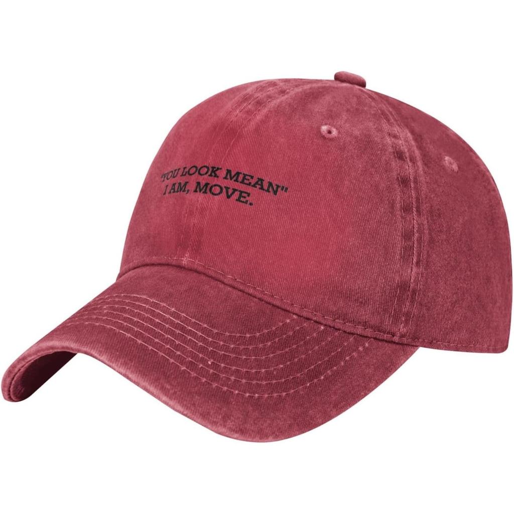 Mean Move Quote Washed Denim Baseball Cap Adjustable Low Profile Casual Golf Dad Hat