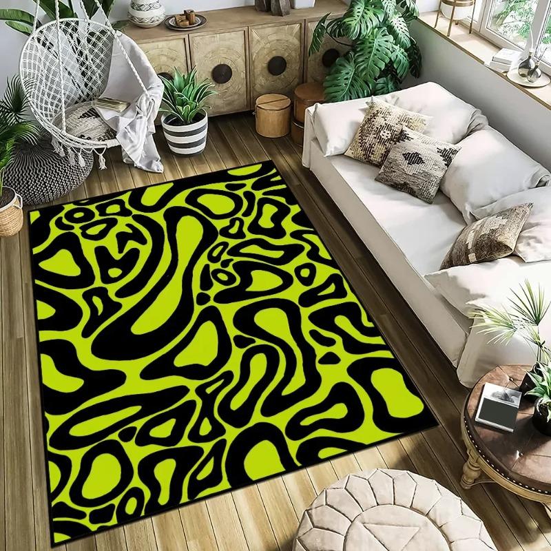 Abstract Wave Carpets Collection of 7 Bright Colors Non Slip Large Area Rugs for Living Room Washable Soft Home Decor Mats