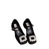 Premium Sense Small Fragrant Style Mary Jane Single Shoes French Rhinestone High Heels Retro Loafers Spring and Summer Korean Version Women's Shoes