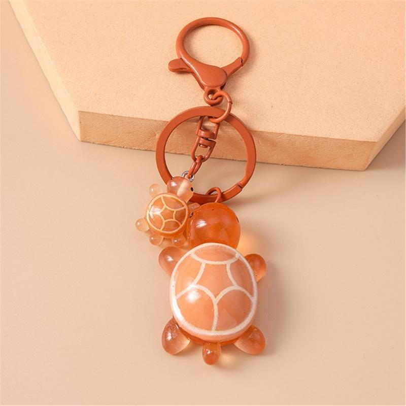 Plastic 3D Turtles Charm Keychain Accessory Fashionable Animal Shape Key Rings Tortoise Bag Decoration for Women