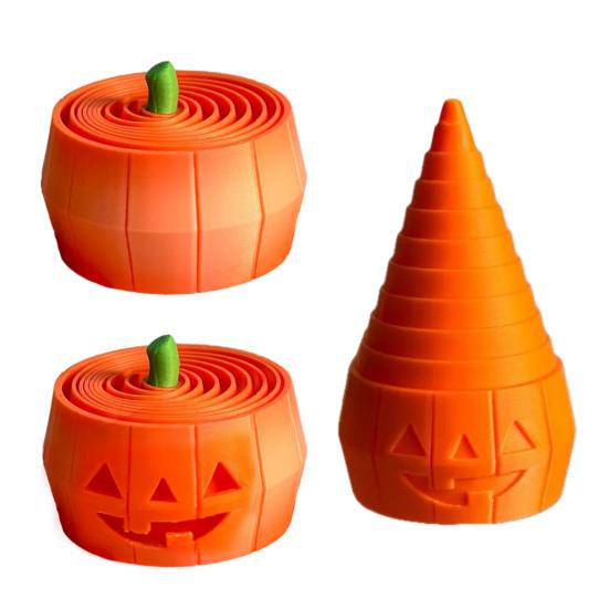 Halloween Pumpkin Tower Decompression Toy 3D Printed Layered Spiral Cone Fidget Toy Mini Sensory Toy for Stress Anxiety Relief