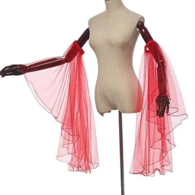1 para eleganckich damskich rękawów do sukienki, długie, tiulowe, prześwitujące, wiktoriańskie, długie rękawiczki, zdejmowane osłony na ramiona, akcesoria do sukni ślubnej