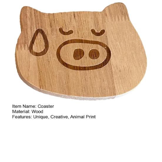 Wooden Coasters Cute Cartoon Animal Heat Insulation Table Mats for Coffee Tea Cups Multi-Functional Home Decoration Kitchen Office Accessories