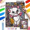 Marie Cat Stained Glass Style Oil Painting Kit Wall Art Decor Gift
