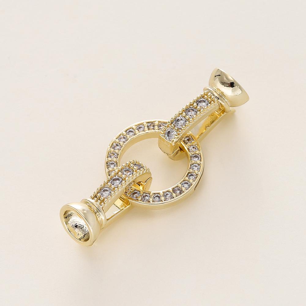 1/2Pcs/Pack 14/18K Gold Plated Inlaid Zircon Connector End Caps Fastener Clasps for DIY Jewelry Bracelet Making Accessories