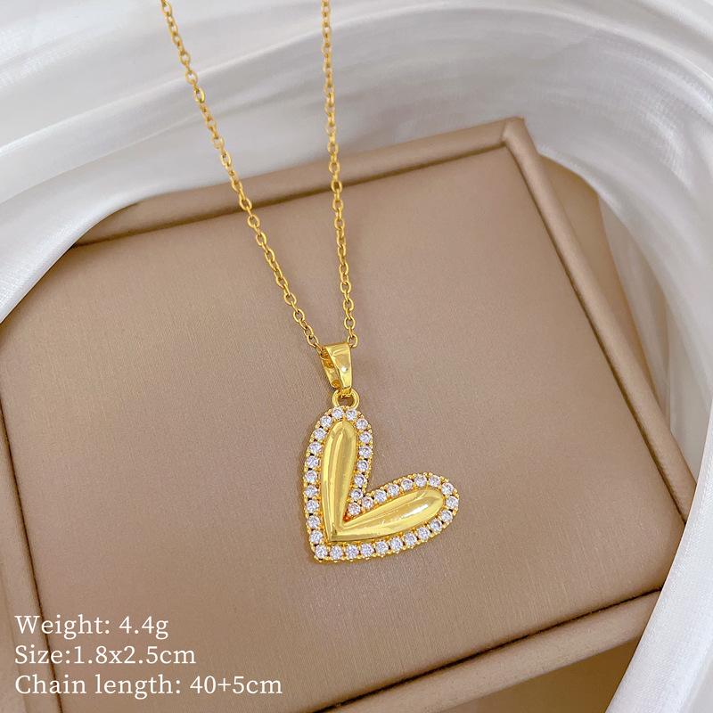 Copper Micro-Inlaid Cross Fashionable Light Luxury Temperament Gorgeous Full Diamond Necklace Female Versatile Collarbone Chain Titanium Steel