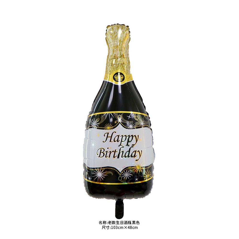 Birthday Decoration Anniversary Background Wall Decoration Holiday Supplies Champagne Wine Bottles Wine Glasses Aluminum Film Balloons
